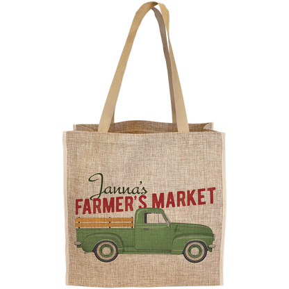 15.75" × 15.5" Burlap Gift Bag with 6.5" Gusset (polyester burlap) — custom laser engraved — ECHIPMUNK