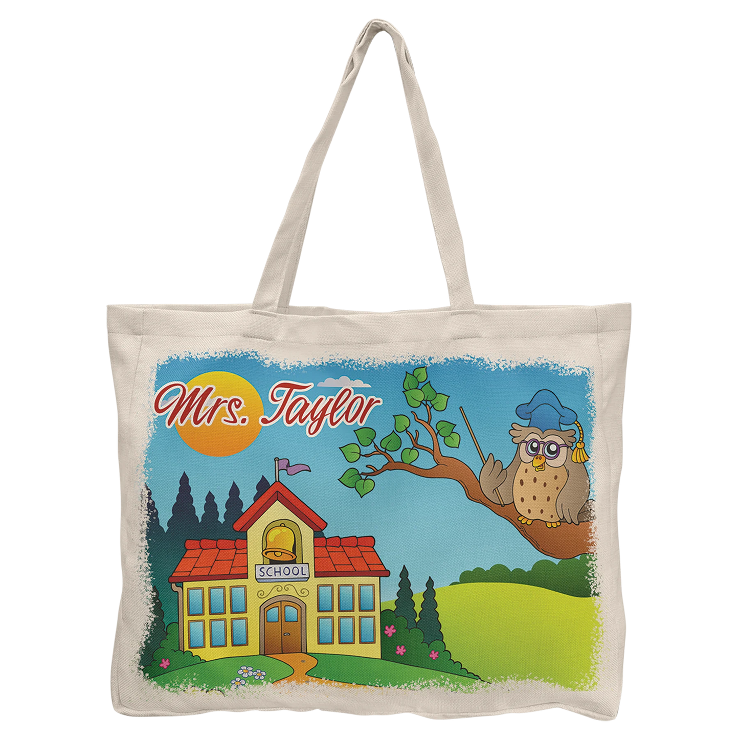 16" × 20" Linen Tote Bag with 4" Gusset (polyester) — custom laser engraved — ECHIPMUNK