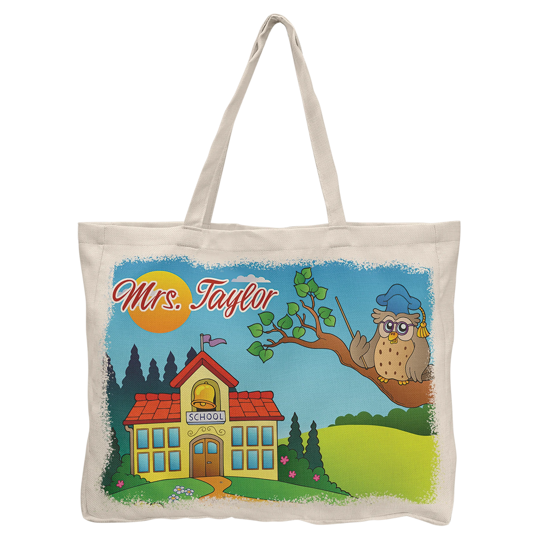 16" × 20" Linen Tote Bag with 4" Gusset (polyester) — custom laser engraved — ECHIPMUNK