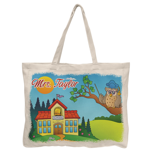 16" × 20" Linen Tote Bag with 4" Gusset (polyester) — custom laser engraved — ECHIPMUNK