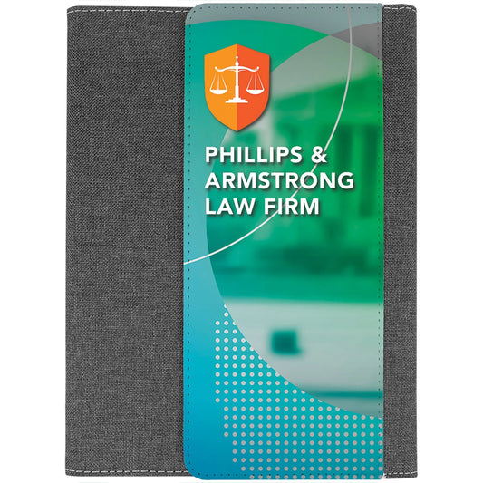 7" × 9" Subli-Tru Portfolio Fold Over Flap Front Cover with Note Pad (sublitru 100 % polyester & canvas) — custom laser engra
