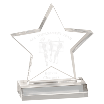 5" x 5" Star Acrylic Award with 4" Base
