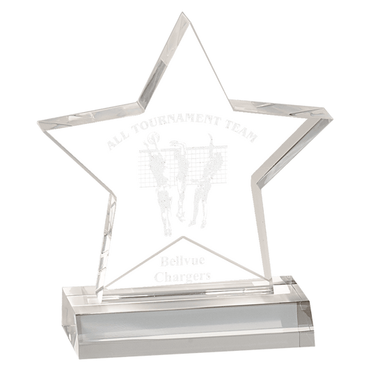 5" x 5" Star Acrylic Award with 4" Base