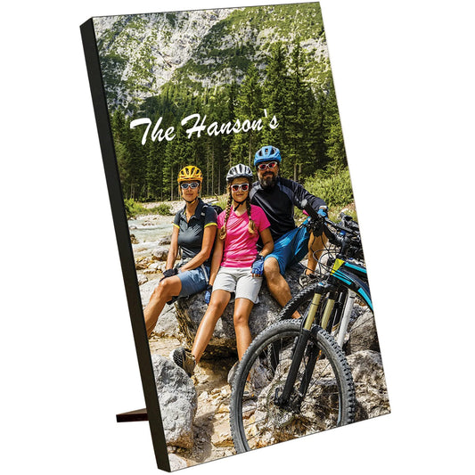 8" × 10" White Textured Kickstand Photo Panel (hardboard) — custom laser engraved — ECHIPMUNK