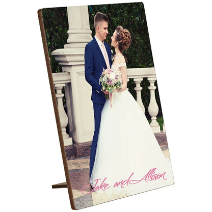 5" × 7" White Textured Kickstand Photo Panel (mdf) — custom laser engraved — ECHIPMUNK