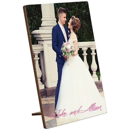 5" × 7" White Textured Kickstand Photo Panel (mdf) — custom laser engraved — ECHIPMUNK