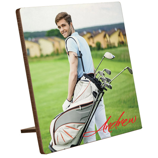 6" × 6" White Textured Kickstand Photo Panel (mdf) — custom laser engraved — ECHIPMUNK