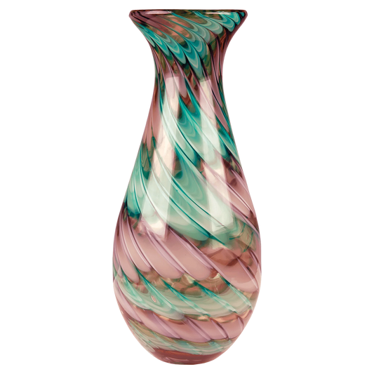 14.5" Swirl Art Glass Vase (glass) — custom laser engraved — ECHIPMUNK