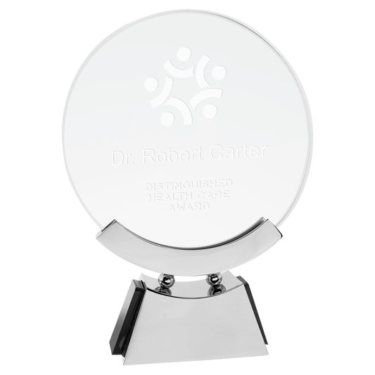 7.75" Voyager Glass with Silver/Black Base (glass & aluminum) — custom laser engraved — ECHIPMUNK