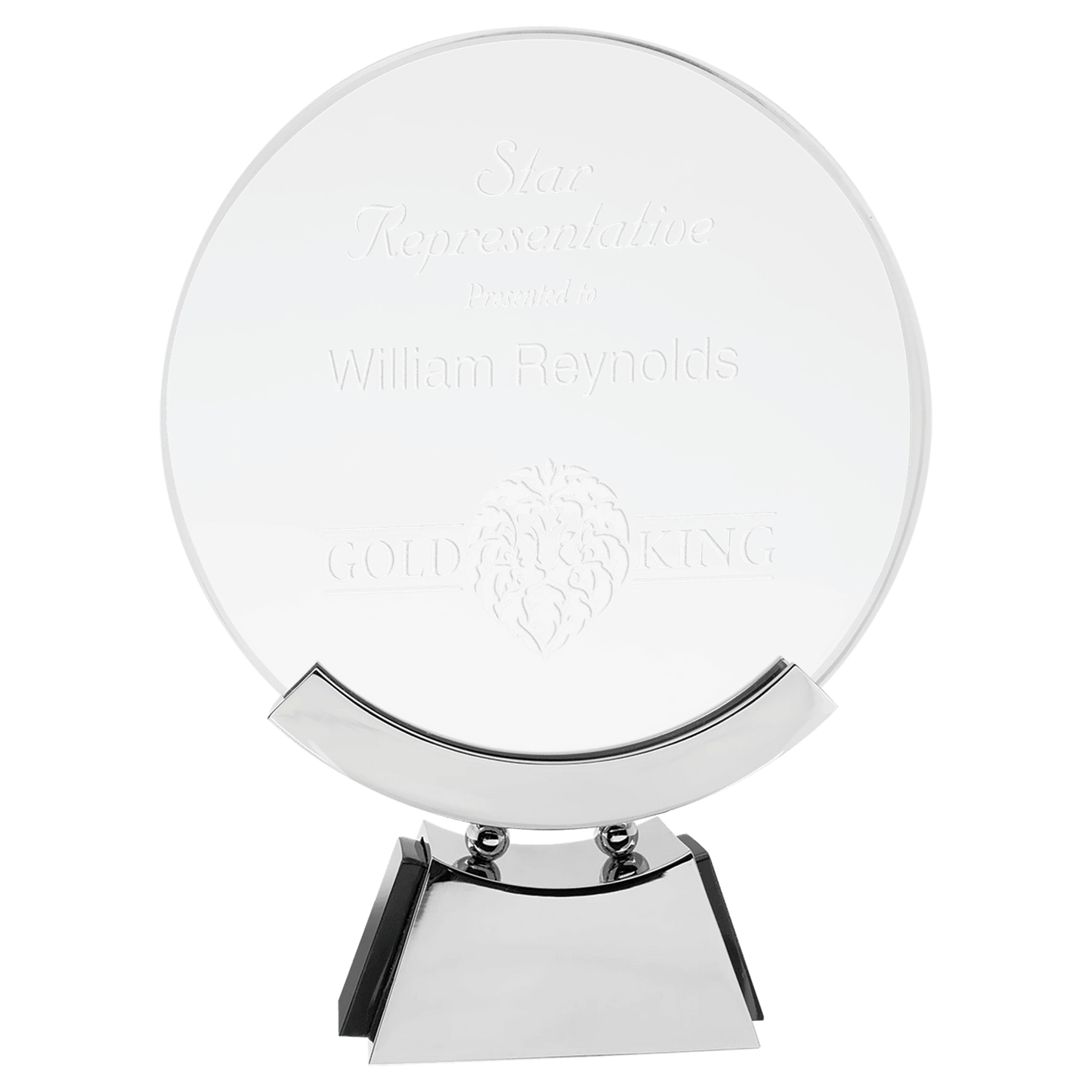 8.5" Voyager Glass with Silver/Black Base (glass & aluminum) — custom laser engraved — ECHIPMUNK