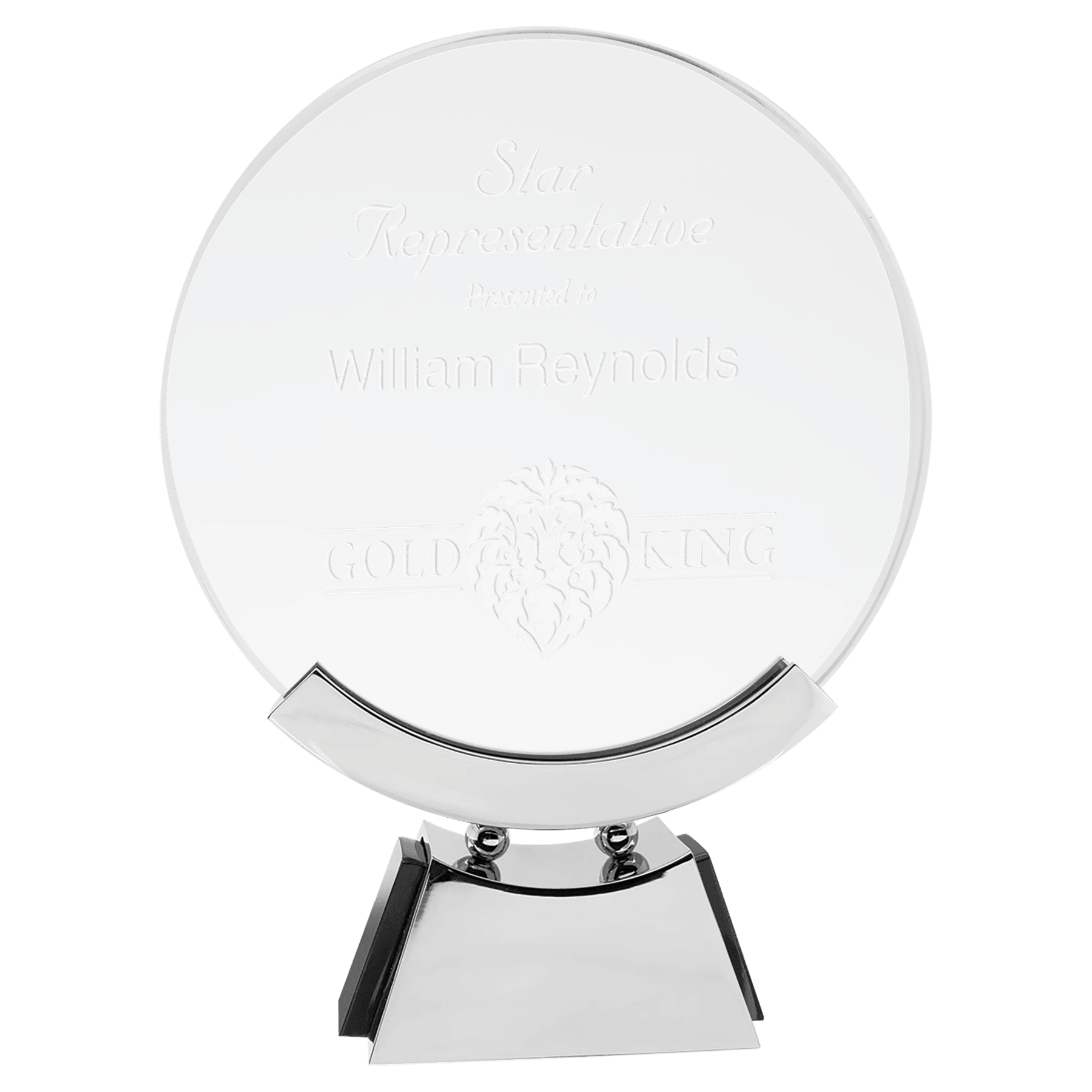 8.5" Voyager Glass with Silver/Black Base (glass & aluminum) — custom laser engraved — ECHIPMUNK