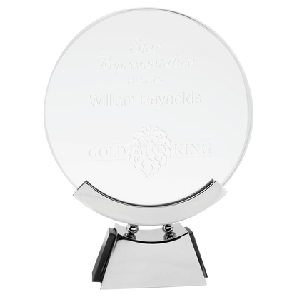 8.5" Voyager Glass with Silver/Black Base (glass & aluminum) — custom laser engraved — ECHIPMUNK
