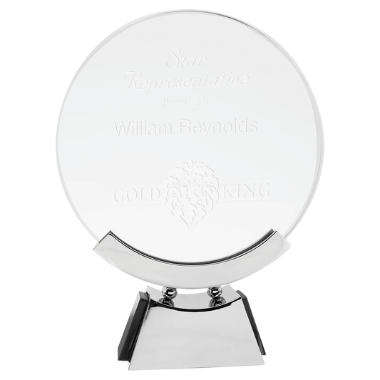 8.5" Voyager Glass with Silver/Black Base (glass & aluminum) — custom laser engraved — ECHIPMUNK