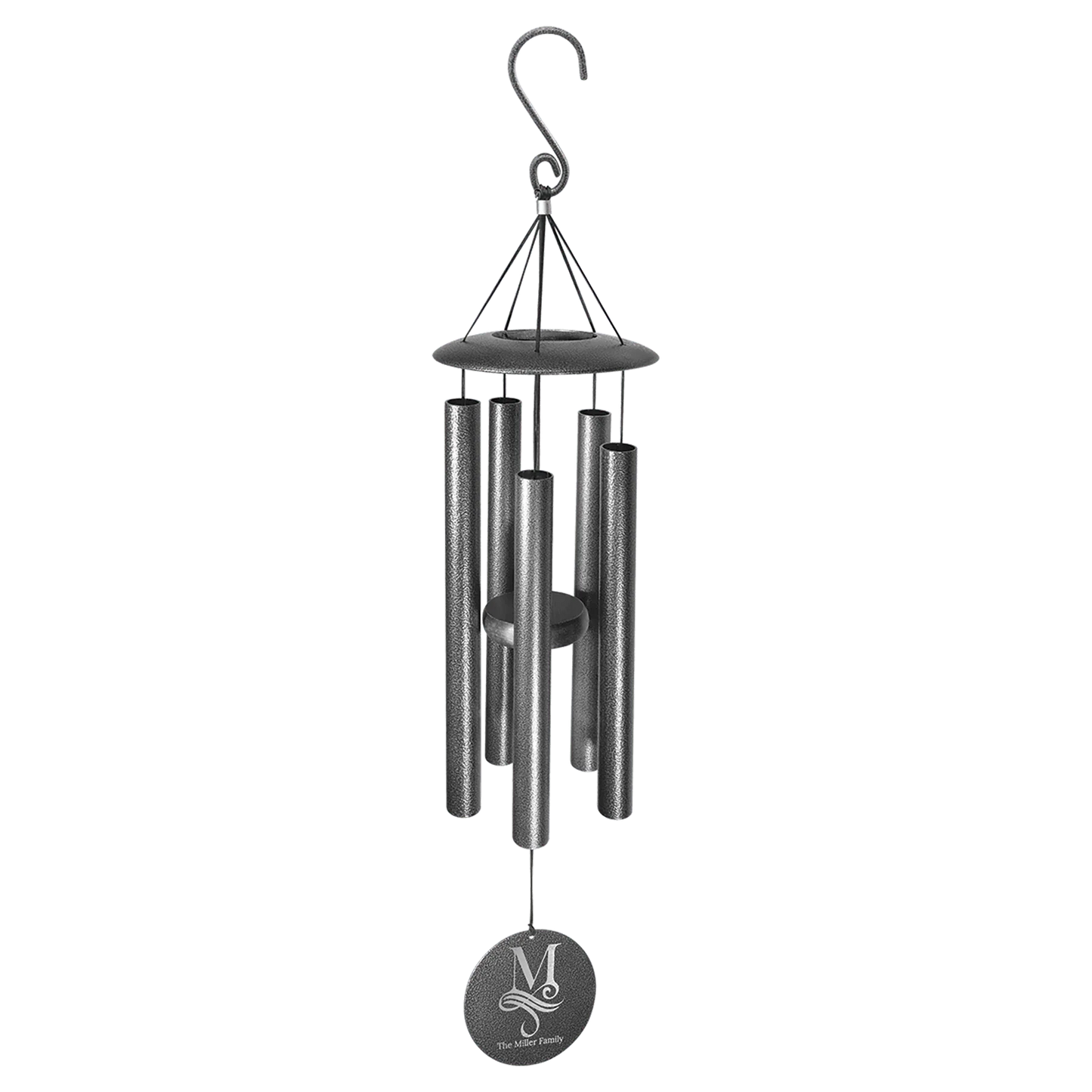30" Black Powder Coated Aluminum Wind Chime (aluminum) — custom laser engraved — ECHIPMUNK