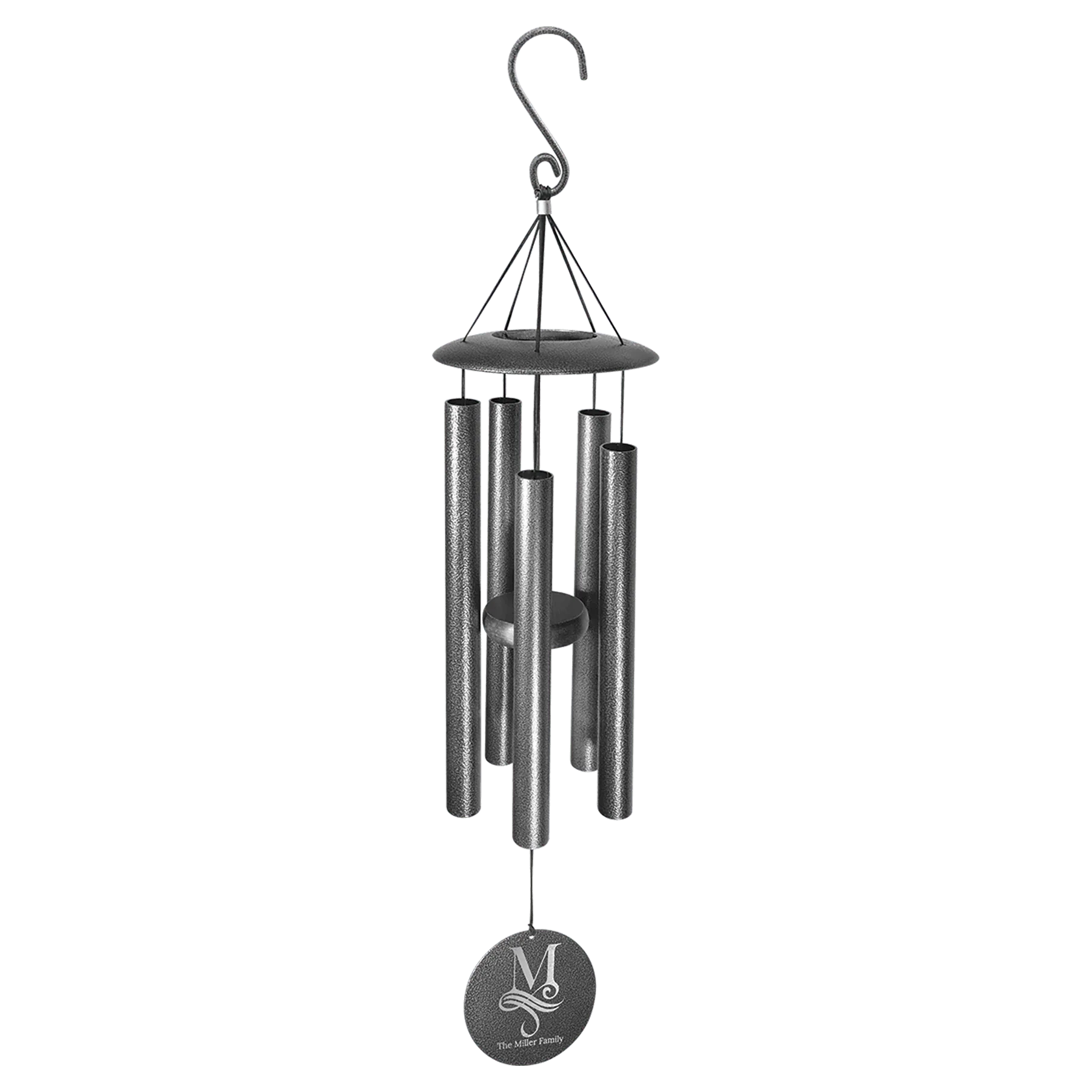 30" Black Powder Coated Aluminum Wind Chime (aluminum) — custom laser engraved — ECHIPMUNK