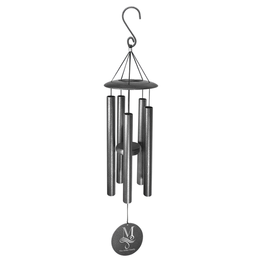 30" Black Powder Coated Aluminum Wind Chime (aluminum) — custom laser engraved — ECHIPMUNK