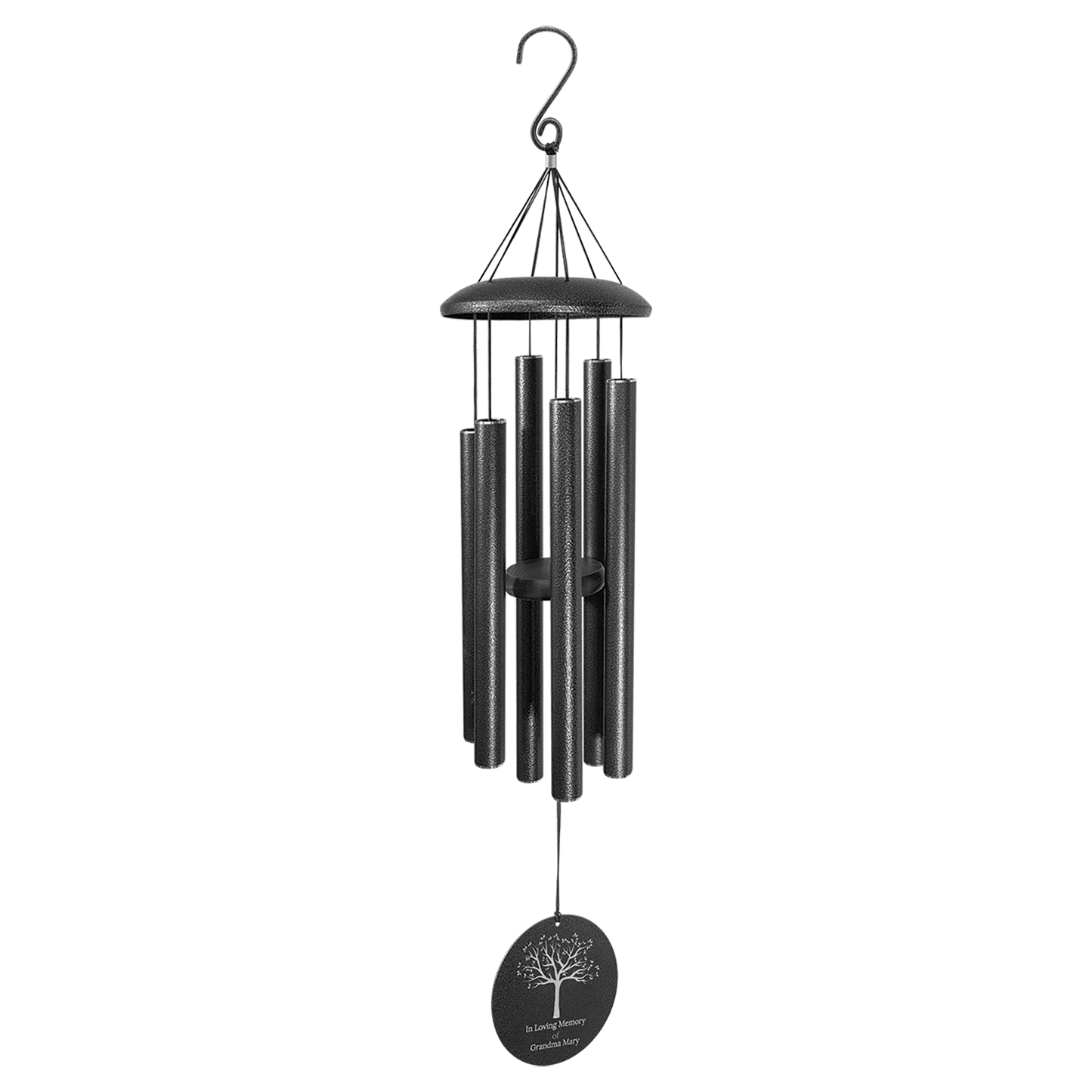 36" Black Powder Coated Aluminum Wind Chime (aluminum) — custom laser engraved — ECHIPMUNK