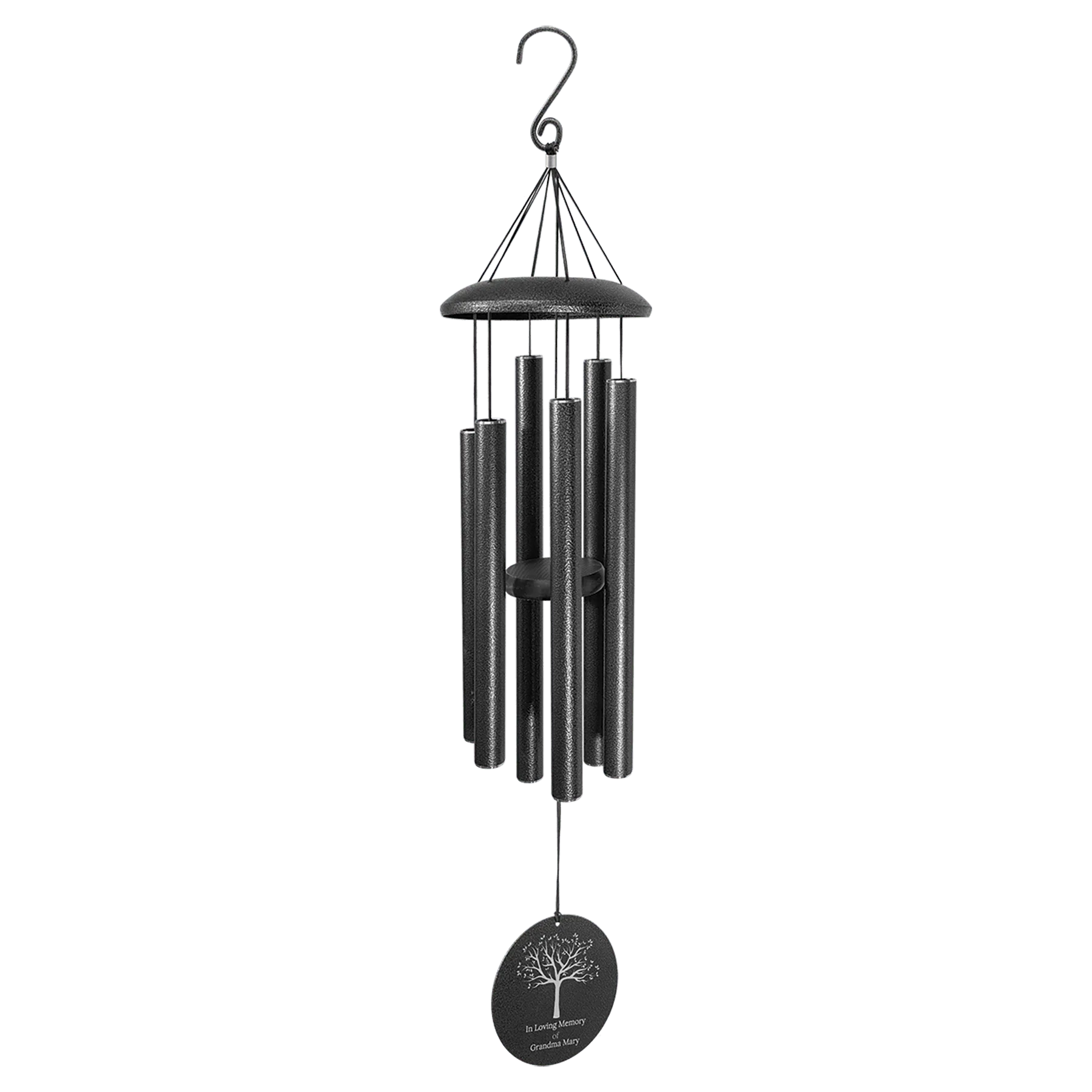 36" Black Powder Coated Aluminum Wind Chime (aluminum) — custom laser engraved — ECHIPMUNK