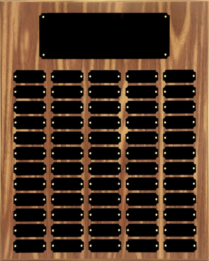 60 Black Plate Walnut Finish Completed Perpetual Plaque (particle wood) — custom laser engraved — ECHIPMUNK