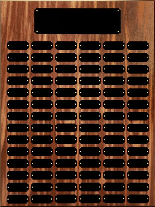 84 Black Plate Walnut Finish Completed Perpetual Plaque (particle wood) — custom laser engraved — ECHIPMUNK