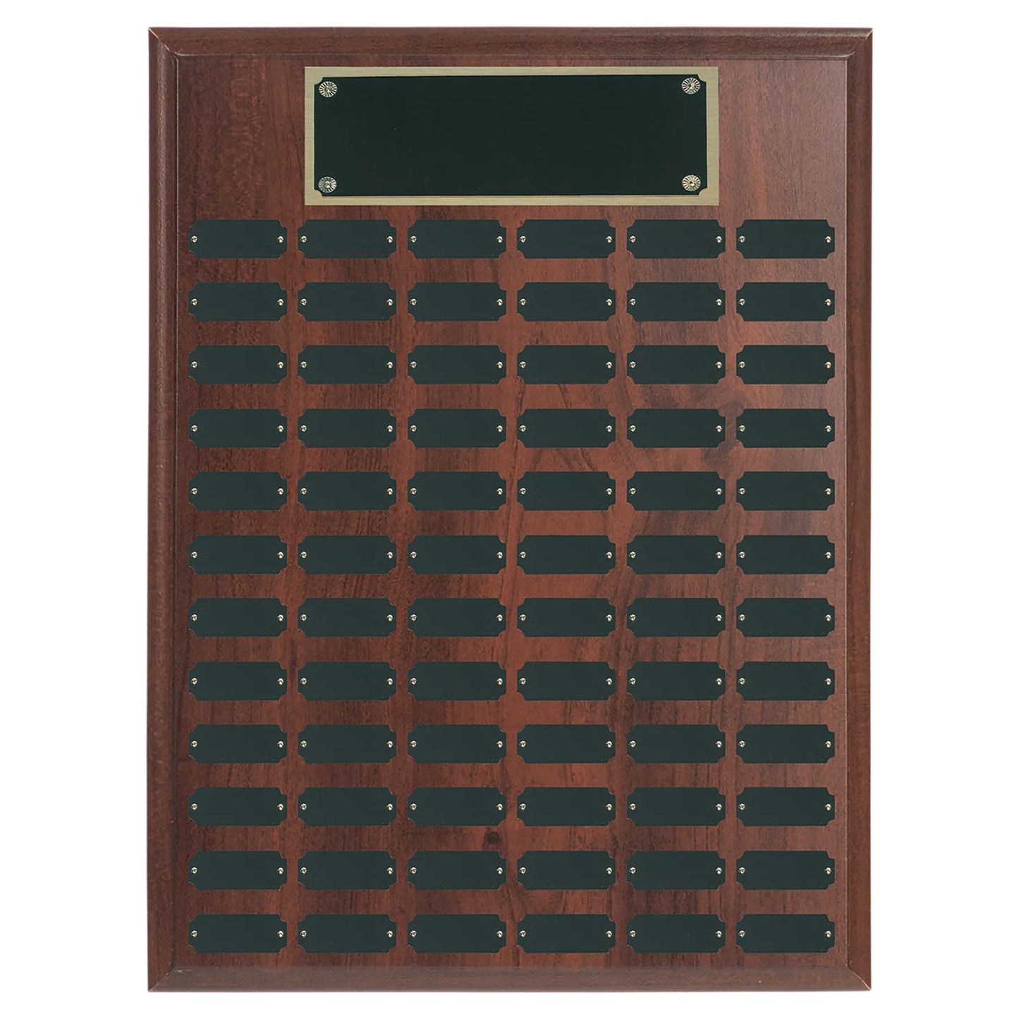 72 Plate Walnut Completed Perpetual Plaque (genuine walnut) — custom laser engraved — ECHIPMUNK