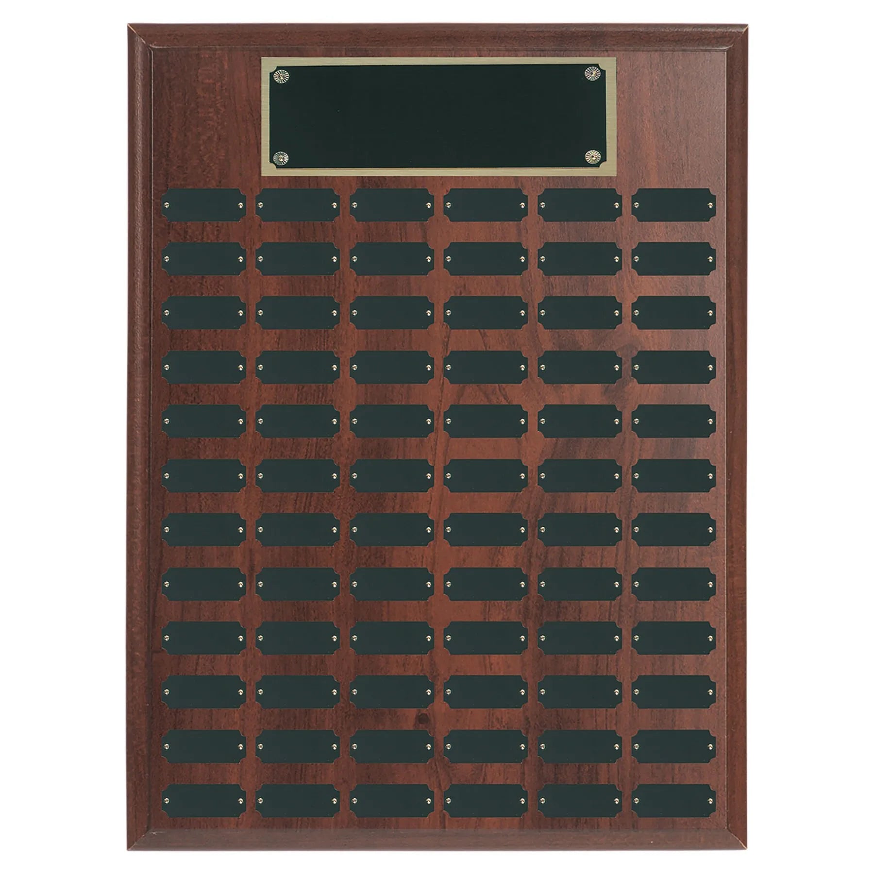 72 Plate Walnut Completed Perpetual Plaque (genuine walnut) — custom laser engraved — ECHIPMUNK