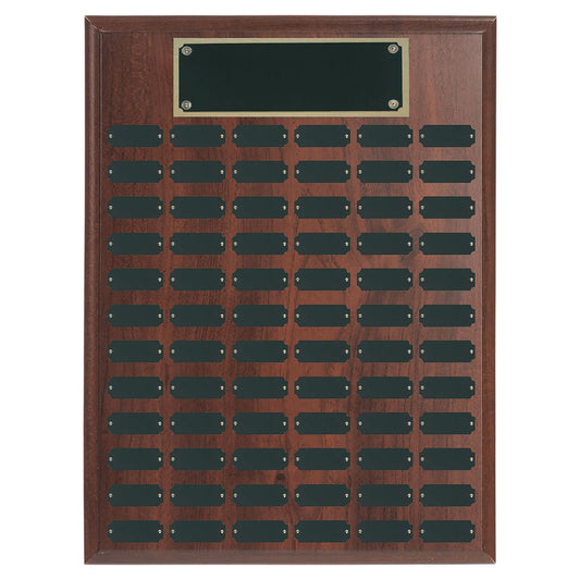 72 Plate Walnut Completed Perpetual Plaque (genuine walnut) — custom laser engraved — ECHIPMUNK