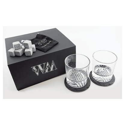 Lazerburst Whiskey Set (lazerburst & slate & glass) — custom laser engraved — ECHIPMUNK