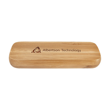 Custom Bamboo Pen Case (Case only, pen not included) (6 3/4" x 2 1/8") — detail view, custom-engraved by Echipmunk Winnipeg