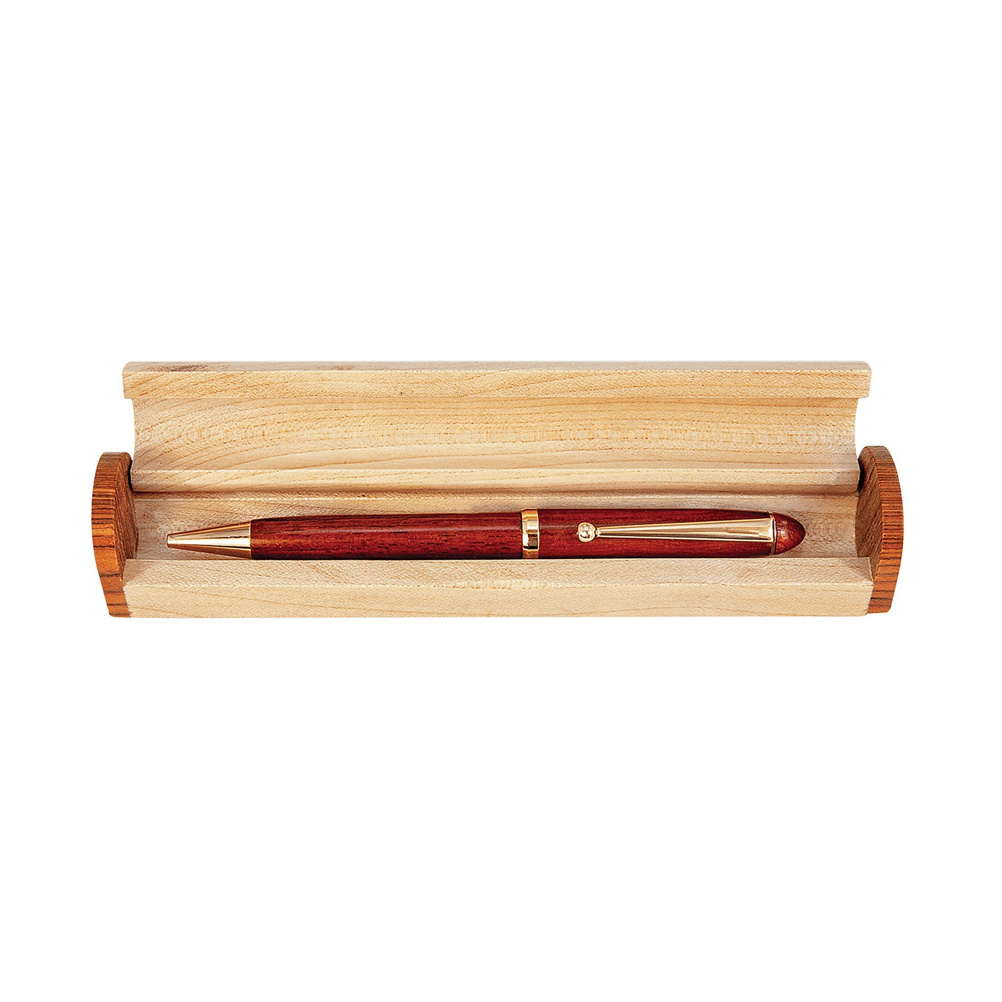Custom Maple Pen Case (Case only, pen not included) (6 7/8" x 1 3/16") — detail view, custom-engraved by Echipmunk Winnipeg