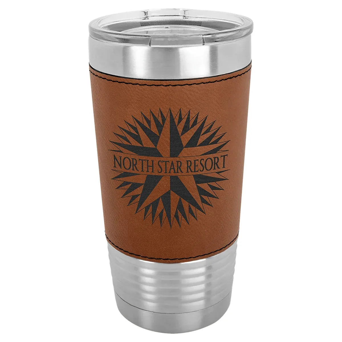 Rawhide Laserable Leatherette Tumbler with Clear Polar Camel 20 oz. Lid