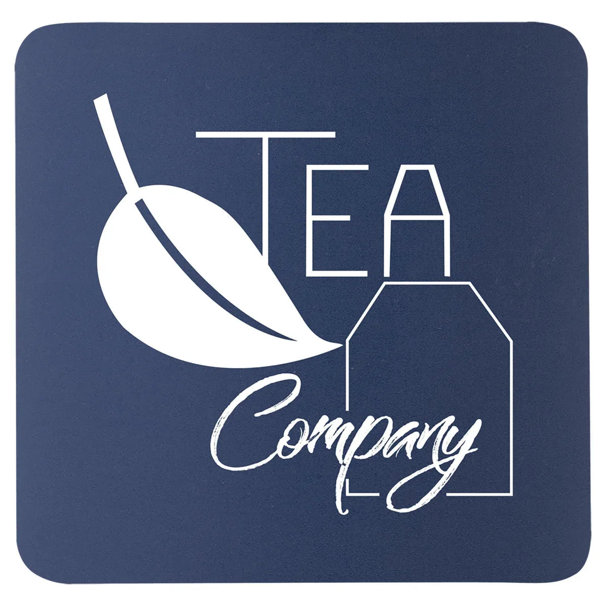 Navy Blue/White 3 3/4" x 3 3/4" Square Silicone Coaster