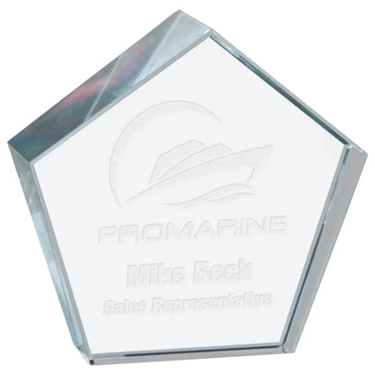 3" x 3" Crystal Pentagon Paperweight