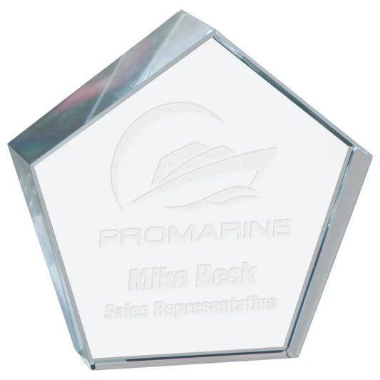 3" x 3" Crystal Pentagon Paperweight