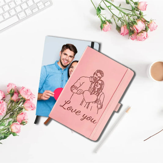 Custom Leather Notebook Personalized Journals Notebook with Logo Photo for Women Men Customized College Ruled Notebooks Daily Journals for Writing Business Work Office — Custom Branded Journal | Laser Engraved - Image 2