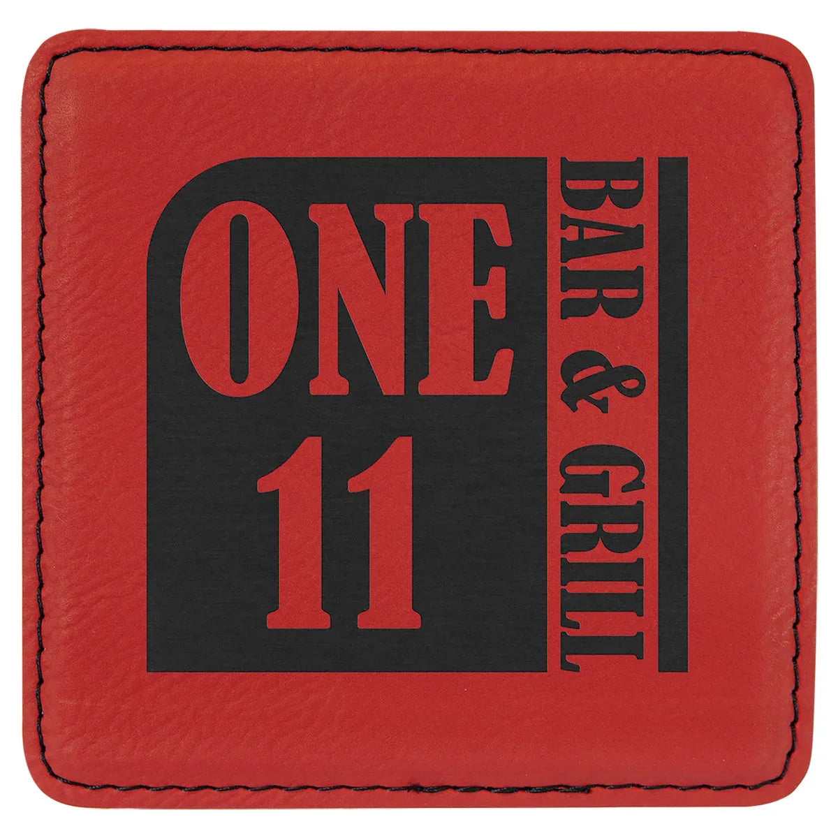 Red 4" x 4" Square Laserable Leatherette Coaster