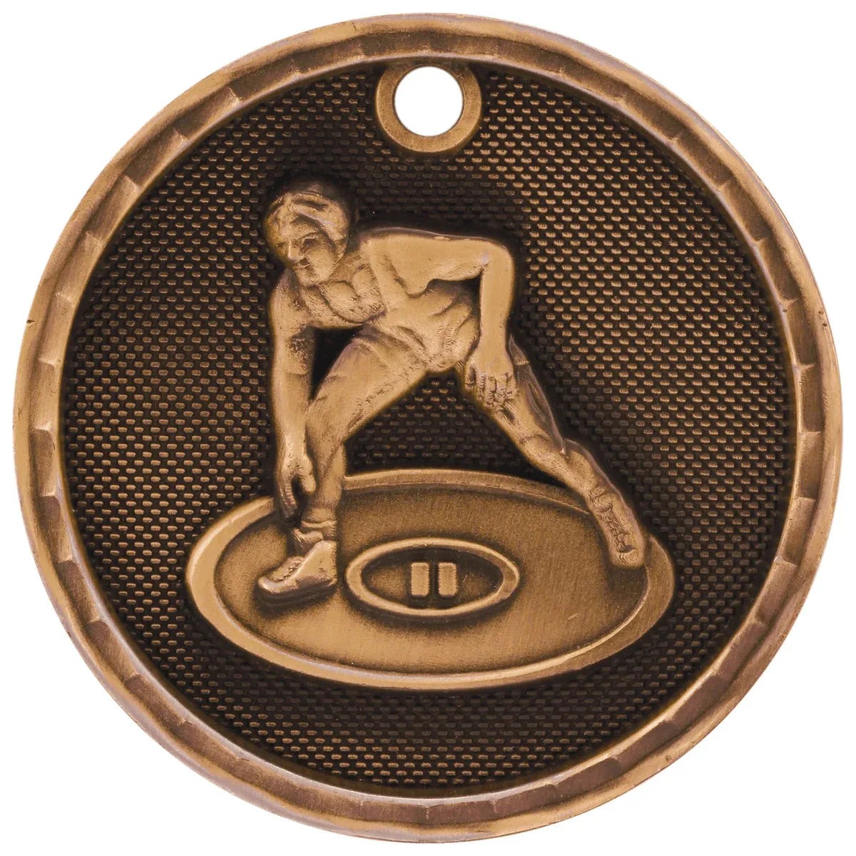 Antique Bronze 2" 3D Wrestling Medal