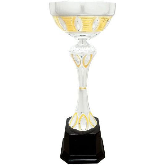 16 1/2" Silver/Gold Completed Metal Cup Trophy on Plastic Base
