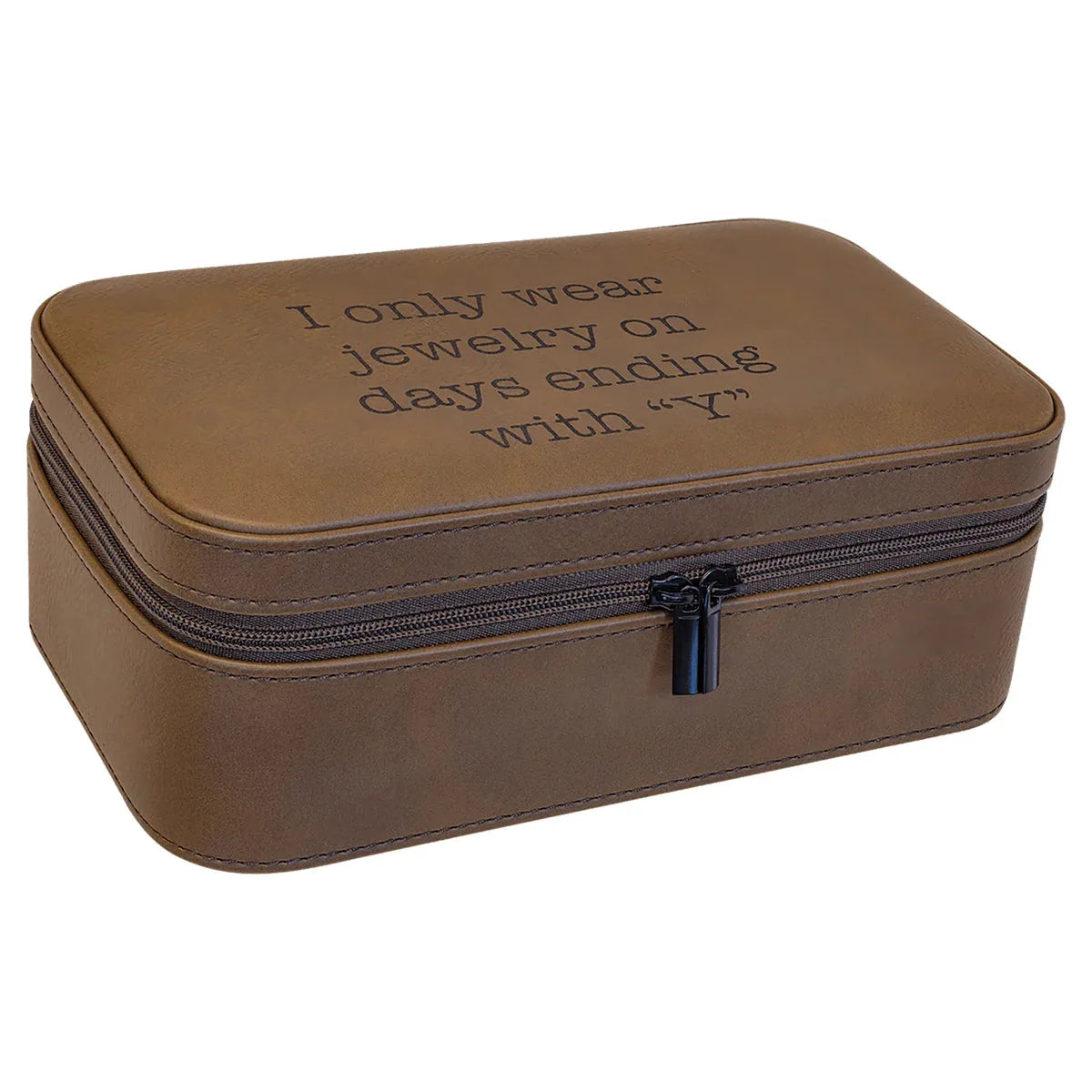 Dark Brown 7 1/2" X 4 1/2" Laserable Leatherette Jewelry Box