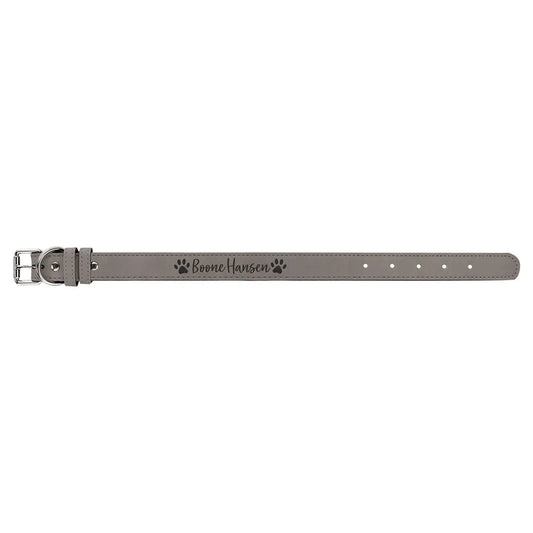Gray Small 15" x 3/4" Laserable Leatherette Dog Collar