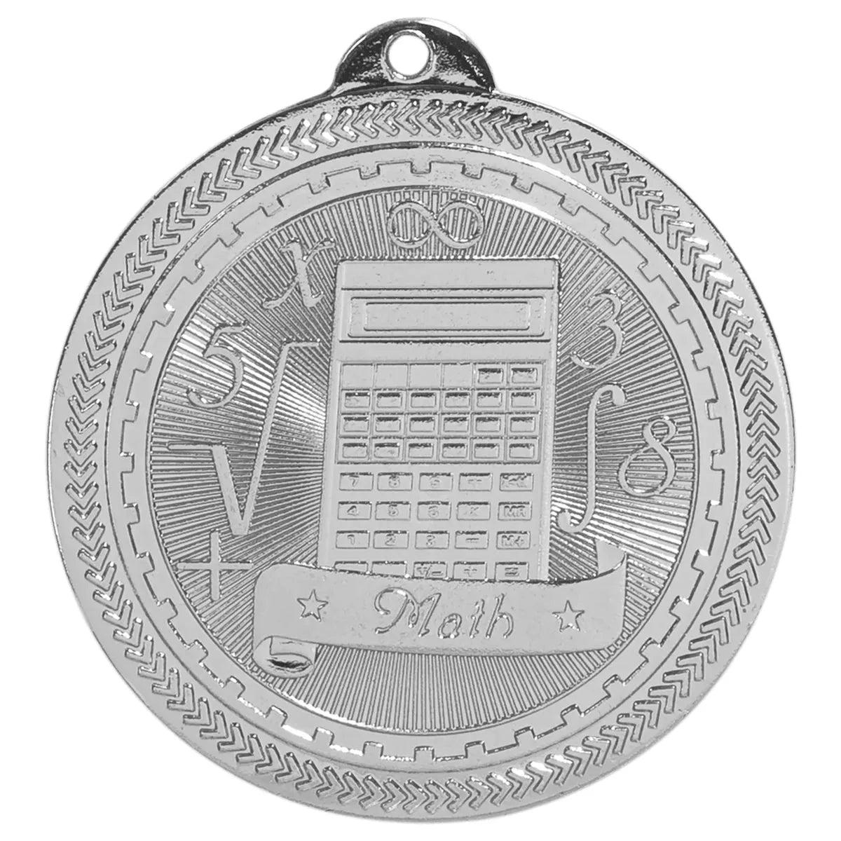 Bright Silver 2" Math Laserable BriteLazer Medal