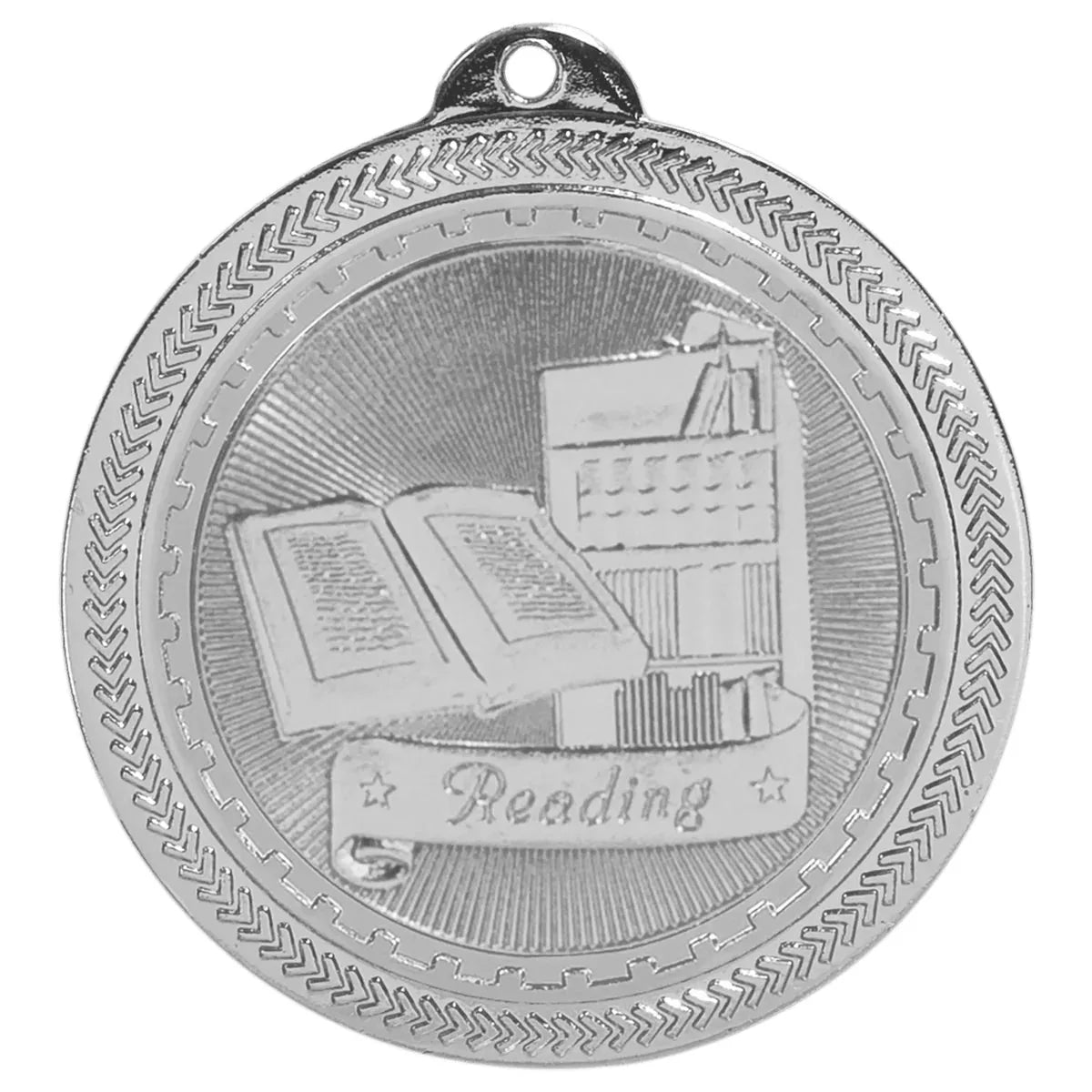 Bright Silver 2" Reading Laserable BriteLazer Medal