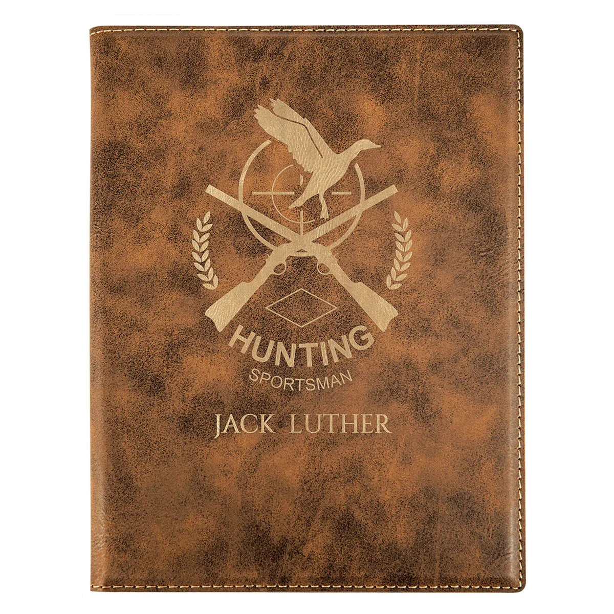 Rustic/Gold 7" x 9" Laserable Leatherette Small Portfolio with Notepad