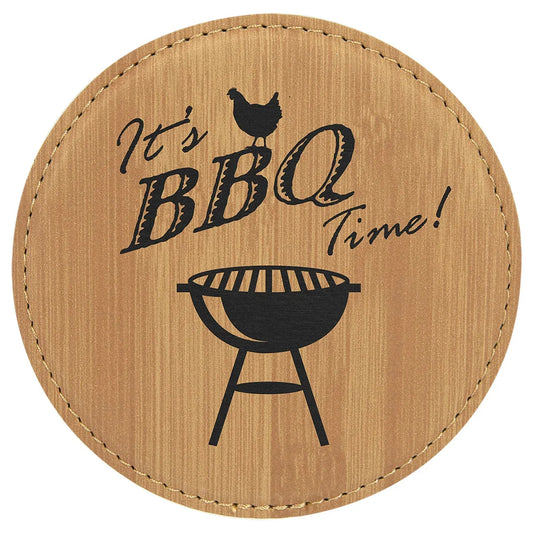 Bamboo 4" Round Laserable Leatherette Coaster