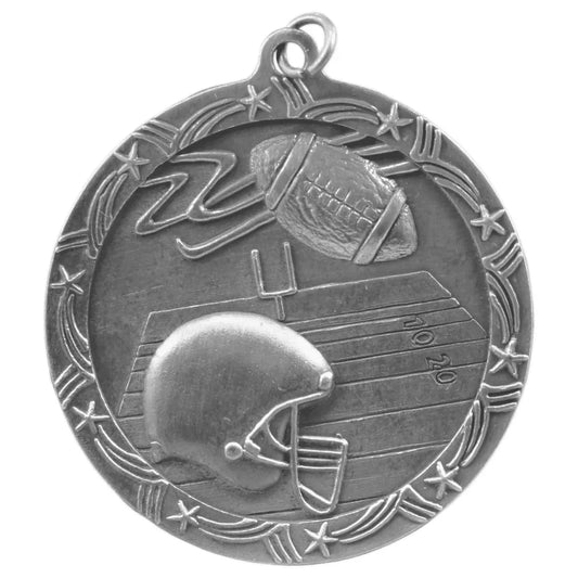 Antique Silver 2 1/2" Football Shooting Star Medal
