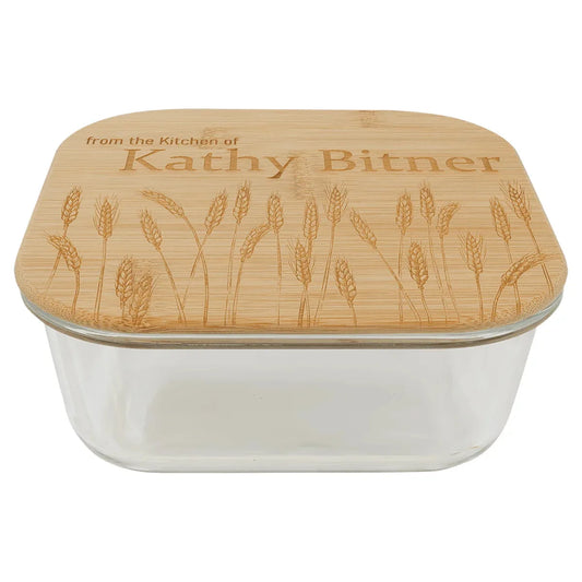 37 oz. Square Glass Container with Bamboo Lid