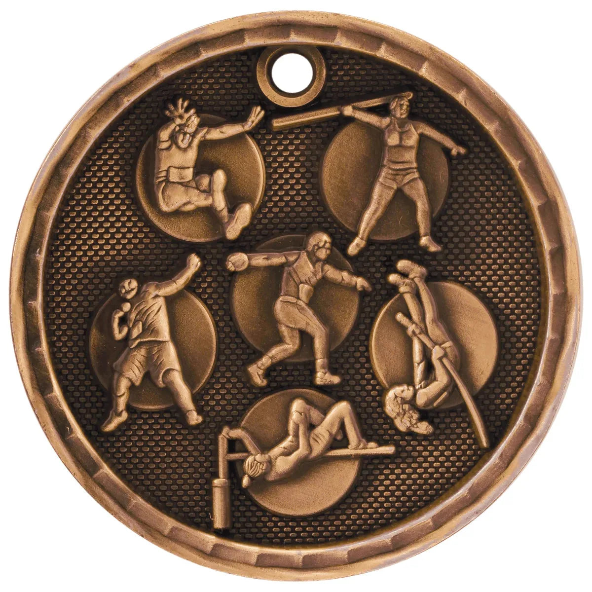 Antique Bronze 2" 3D Track and Field Medal