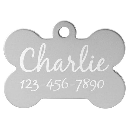 Silver 1 1/2" x 1" Laserable Anodized Aluminum Bone Pet Tag