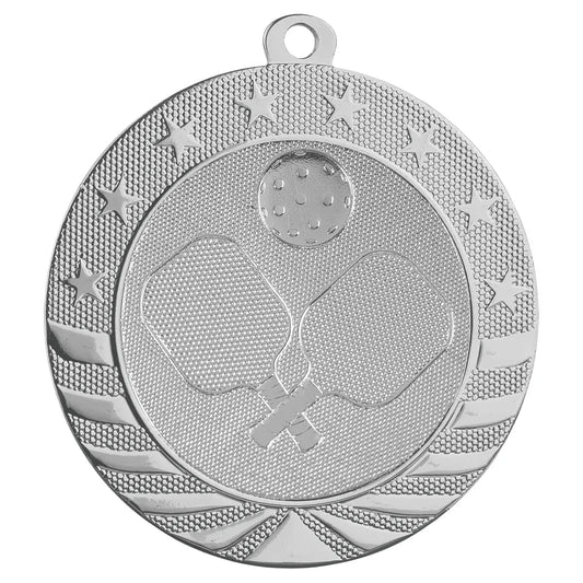Bright Silver 2 3/4" Pickleball Starbrite Medal