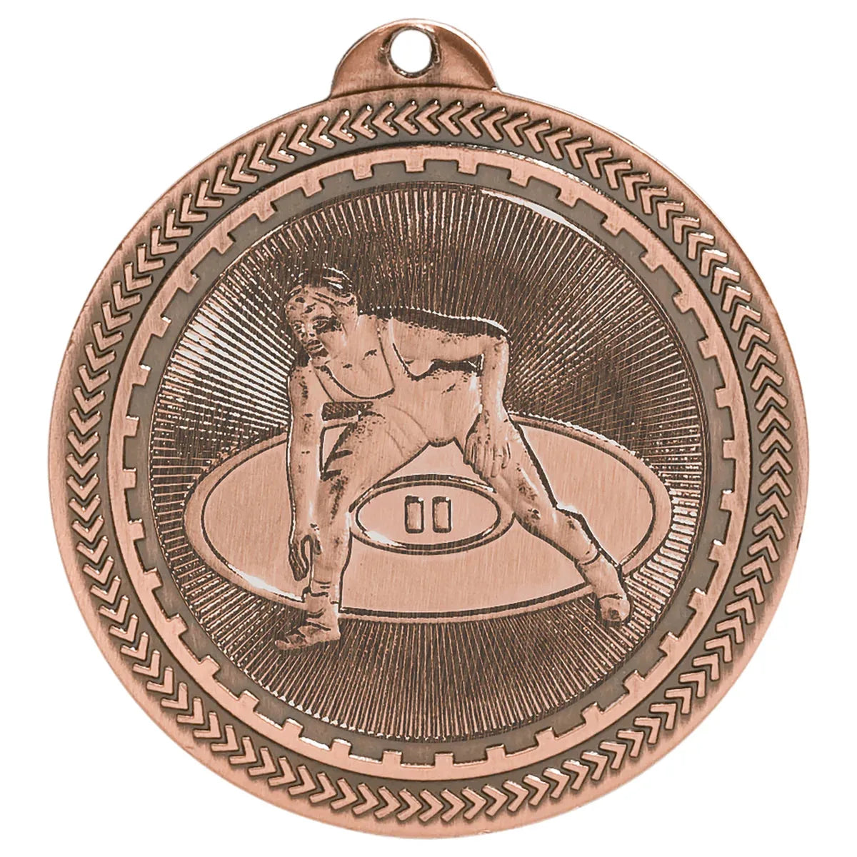 Antique Bronze 2" Wrestling Laserable BriteLazer Medal